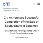 "La consolidación del poder financiero: Citigroup completa operación histórica vendiendo el 25% de Banamex a Grupo Financiero Chino"